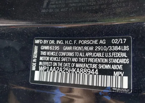 2017 Porsche Cayenne Platinum Edition z USA, uszkodzony, nr VIN WP1AA2A25HKA88944